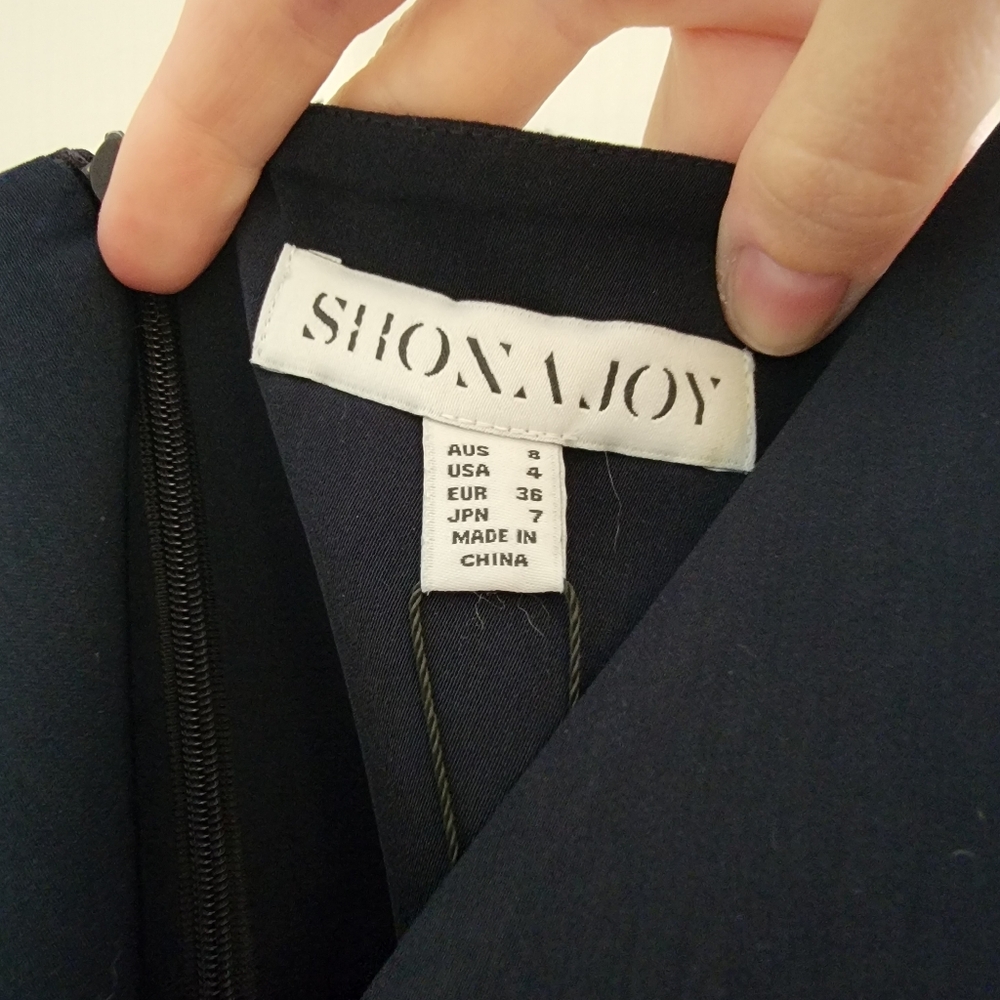 NWT Shona Joy Draped Cocktail Dress In Navy - Picture 9 of 10